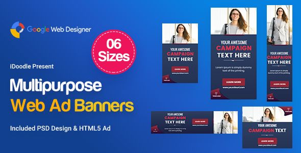 Multi-Purpose Banners HTML5 D59 Ad - GWD & PSD    Ad Templates