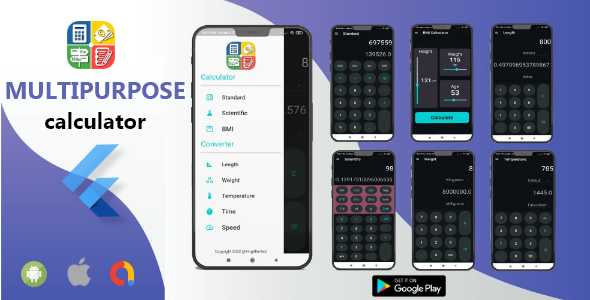 Multipurpose Calculator & Converter App - Flutter With Admob - code.market image.