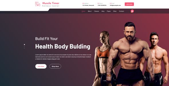 Muscle Timer-  Gym Fitness, Yoga & Personal Trainer HTML Template    