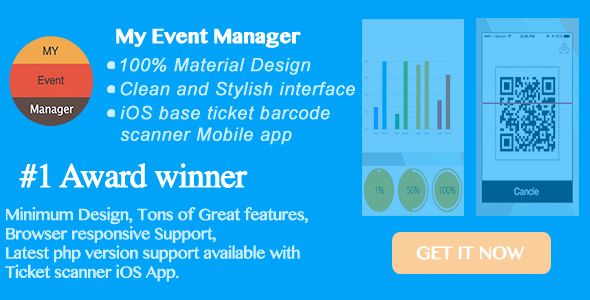 My Event Manager - 100% Material Design Backend with easy integration in Wordpress with iOS App.    Social Networking