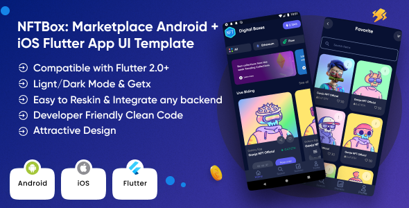 NFTBox: NFT Marketplace Android + iOS Flutter App UI Template    