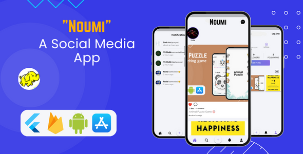 Noumi - Social Media App With Chat | Flutter & Firebase Backend | Android & iOS Flutter  Mobile 