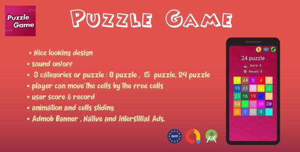 Number Slide Puzzle Game - Kids Game Android Mobile Full Applications