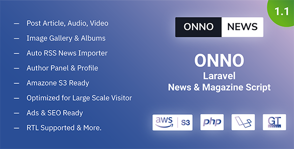 ONNO - Laravel News & Magazine Script    