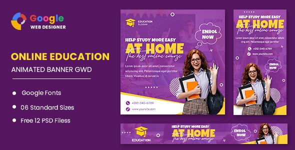 Online Education Animated Banner Google Web Designer    
