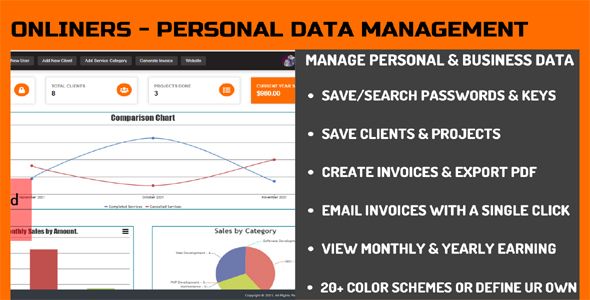 Onliners - Personal Data Management - Passwords, Clients, Invoices & Portfolio image
