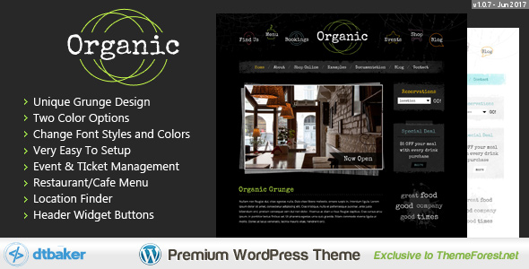 Organic Grunge - WordPress Cafe & Restaurant Theme    