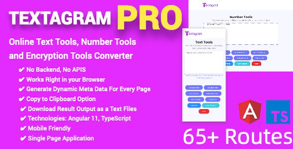 PRO Online Text Tools, Number Tools and Encryption Tools Converter Full Production Ready(Angular 15)