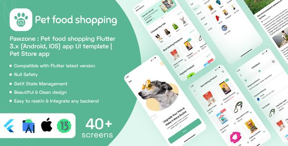 Pawzone : Pet food shopping Flutter 3.x (Android, iOS) app UI template | Pet Store app image