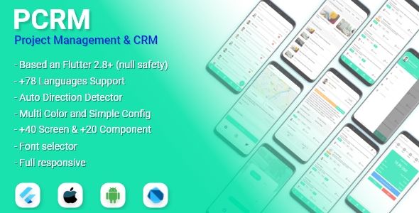 Pcrm - Flutter Project Management And Crm App Template    