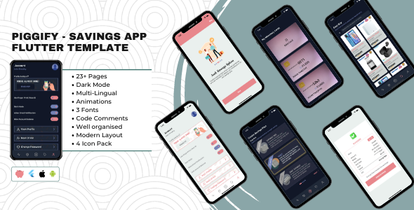 Piggify - Flutter Savings App Template Flutter  Mobile Templates