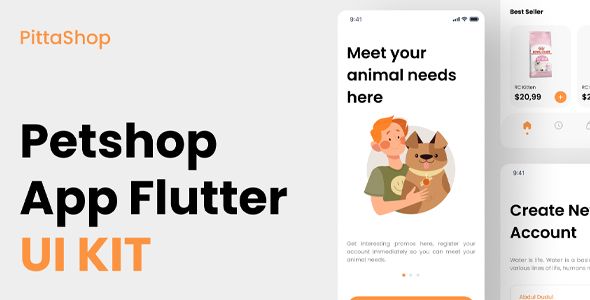 PittaShop - Pet Care App Flutter Template UI KIT Flutter  Mobile Templates