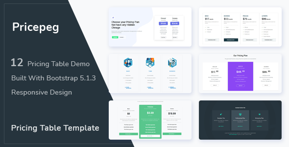 Pricepeg - Bootstrap 5 Pricing Table    