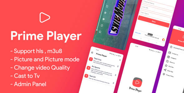 Prime Player - External Player for Prime Tv with Admin Panel Android  Mobile Full Applications
