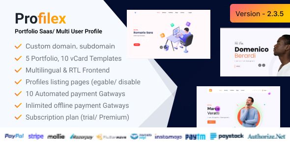 Profilex - Portfolio Builder SAAS / Multi-User Profile (Multitenancy)    