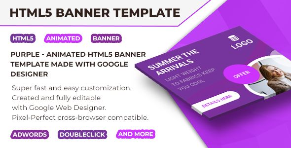 Purple - Html5 Animated Banner Template V5    