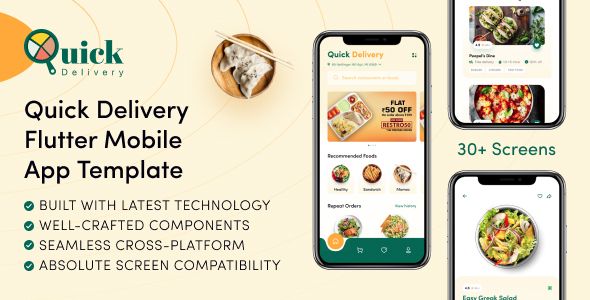 Quick Delivery - Food Delivery Mobile App Flutter Template Flutter Food Mobile Templates