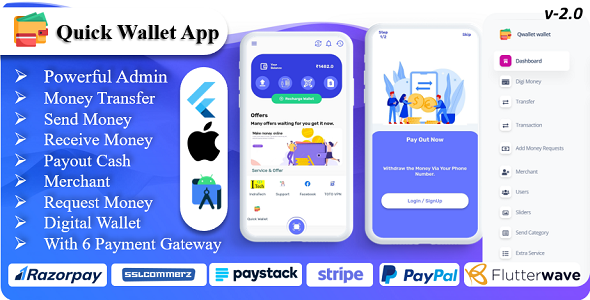 Quick Wallet - Digital Wallet Mobile App with Admin Panel with Multi Payment Gateways    