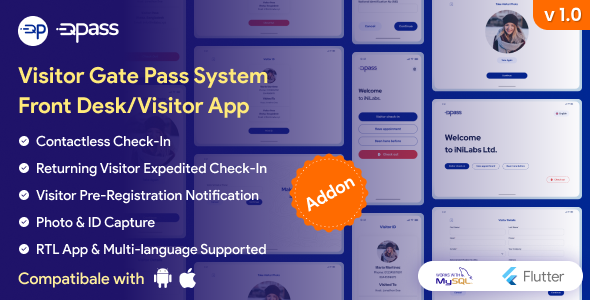 QuickPass - Visitor Gate Pass System Frontdesk App/Visitor App    