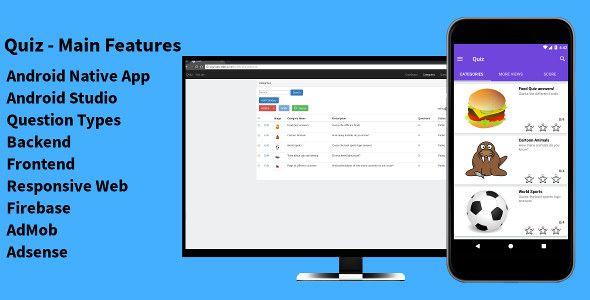 Quiz - Android Studio - Backend - Frontend Android  Mobile Full Applications