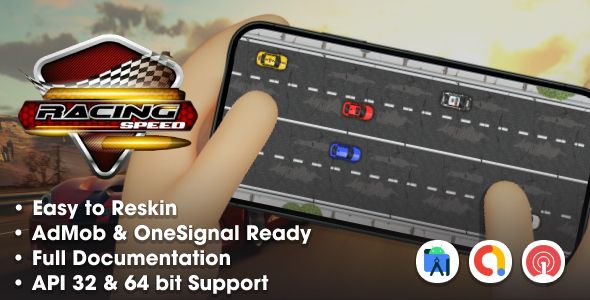 Racing Speed - Car Racing Game Android Studio Project with AdMob Ads + OneSignal + Ready to Publish Android  Mobile Games