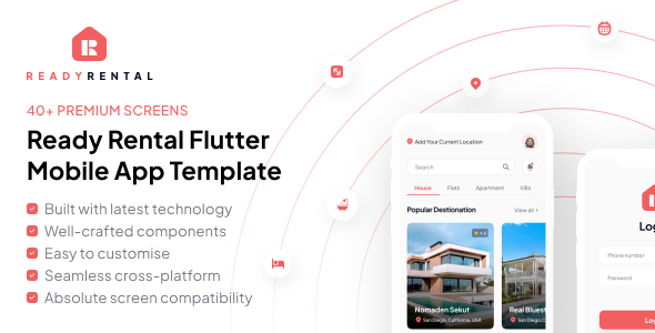 Ready Rental - Rental Properties Mobile App Flutter Template Flutter  Mobile Templates