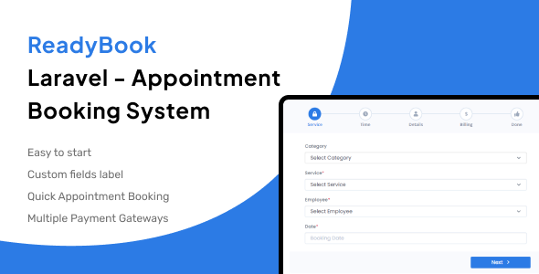 ReadyBook - Laravel Appointment booking system  Calendars  
