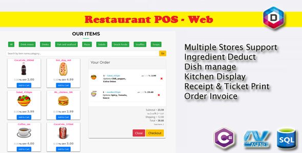 Restaurant Point of Sale - Rest POS WEB Net   Shopping Carts