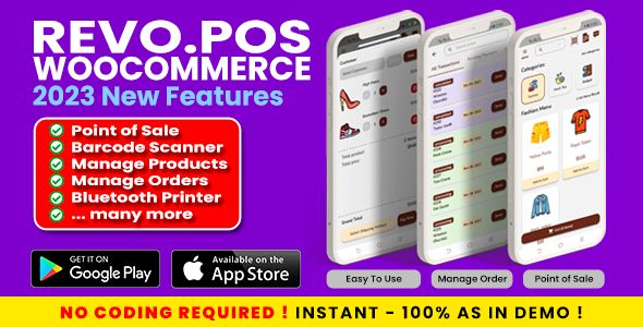 RevoPOS - Woocommerce POS / Point of Sale Flutter Mobile App with Bluetooth Printer Support Flutter  Mobile Full Applications