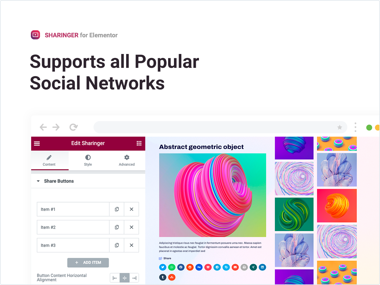 Supports all popular Social Networks