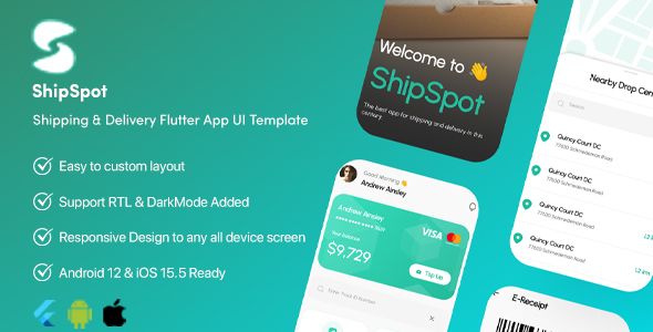 ShipSpot - Shipping & Delivery Flutter App UI Template Flutter  Mobile 