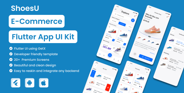 ShoesU Ecommerce Flutter app UI Kit Flutter  Mobile Templates