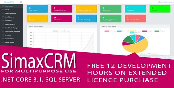 Simax CRM - Multipurpose CRM in Dot Net Core    