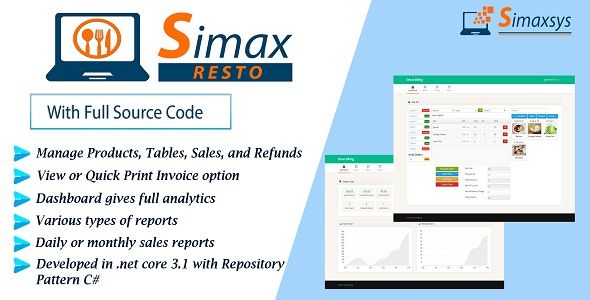 Simax Resto - Restaurant Billing System in Dot Net Core    