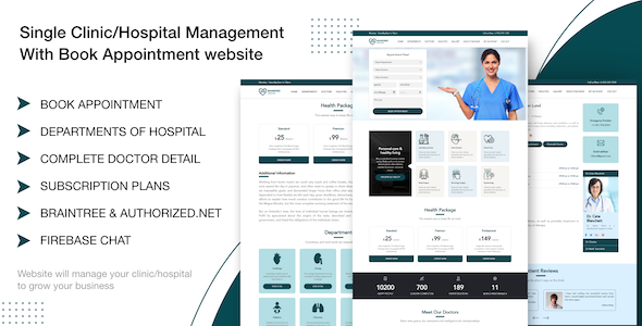 Single Clinic/Hospital Management With Book Appointment website  Miscellaneous  