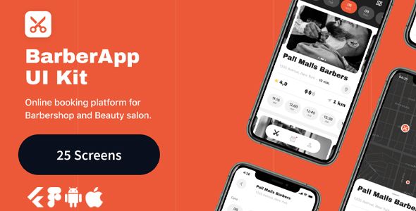 Sizzler - BarberApp Flutter App Ui Template(Figma Included) Flutter  Mobile 