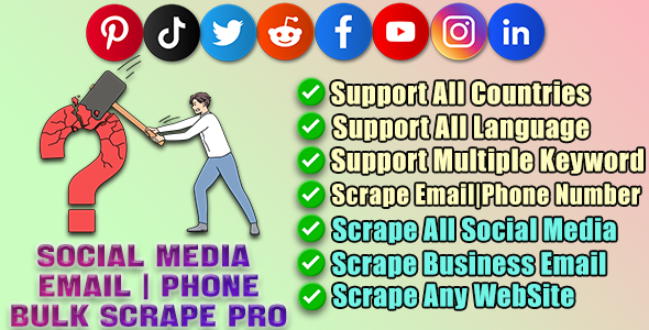 Social Media Emails|Phones|Any Bulk Scrape & Extractor Pro 5.2.2 Apps, Windows   