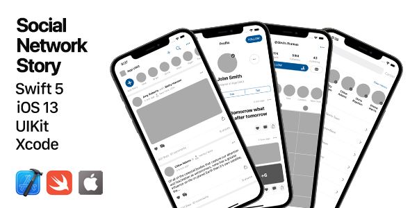 Social, Network & Story UIKit Template iOS  Mobile Templates