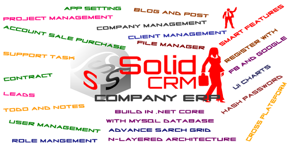 Solid CRM Asp.net core web application with MySql (Company Resource Management) Net Content Management  