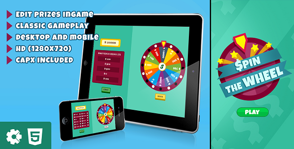 Spin the Wheel - HTML5 Game (.c3p & .capx)    Games
