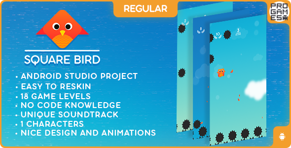 Square Bird (REGULAR) - ANDROID - BUILDBOX CLASSIC game    