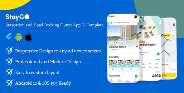 StayGo - Staycation and Hotel Booking Flutter App UI Template    