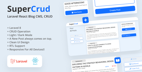 SuperCrud - Laravel React Blog CMS, Crud Builder    