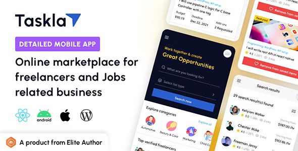 Tasklay - Freelancer Marketplace React Native APP    