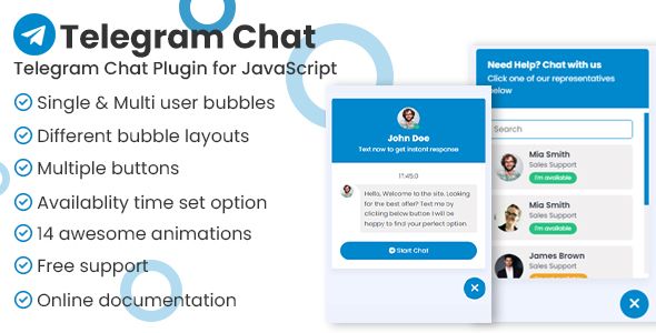 TeleSupport - Telegram Help & Support Plugin for JavaScript  Miscellaneous  