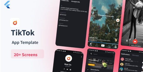 TikTok App Template | Flutter 2.8 With Null Safety Flutter  Mobile Templates