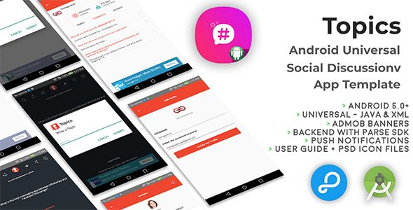 Topics | Android Universal Social Discussion App Template Android  Mobile Full Applications
