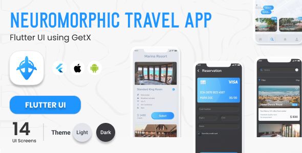 Travel booking App v1.0.0 - Flutter UI Kit using GetX Flutter, Ui Elements  Mobile 
