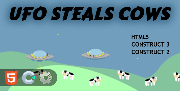 UFO Steals Cows HTML5 Construct 2/3 image