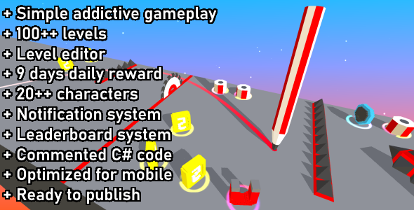 Unity Game Template - Pencil Race Android  Mobile Games